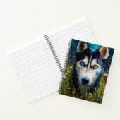 Siberian Husky with Wildflowers Portrait ノートブック (内部)