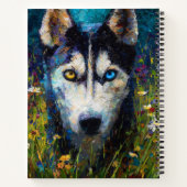 Siberian Husky with Wildflowers Portrait ノートブック (裏面)