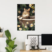 Siberian In Bathtub Poster, Funny Cat Poster ポスター (ホームオフィス)