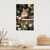 Siberian In Bathtub Poster, Funny Cat Poster ポスター (キッチン)