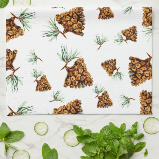 Siberian Pinecone Pattern Towel キッチンタオル (折り畳み)
