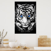 Siberian White Tiger Head - Tiger Poster Blue Eyes ポスター (キッチン)