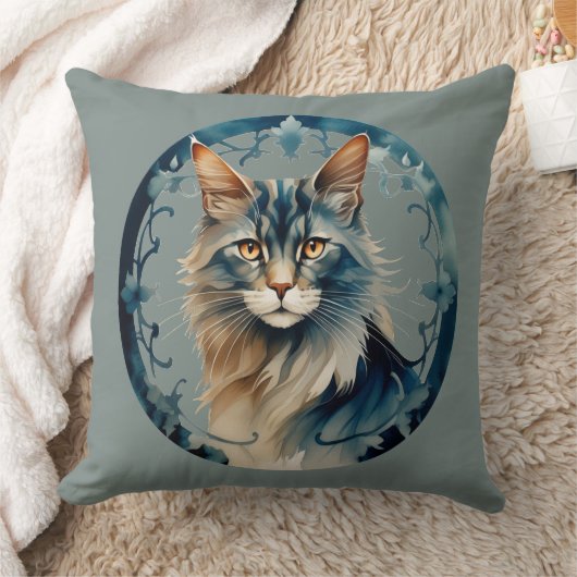 Sibirische Katze - Runde Farbillustration クッション (ブランケット)