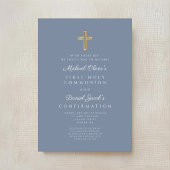 Siblings Boy First Communion Confirmation Joint 招待状