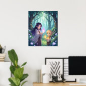 Siblings with Magic Vibrant Cartoon Wall Art  ポスター (ホームオフィス)