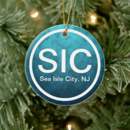 SICシーパーソナライズされたアイルシティNJビーチクリスマス セラミックオーナメント