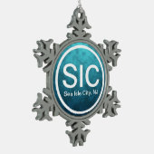 SIC NJシーアイルシティニュージャージービーチラベル スノーフレークピューターオーナメント (左)