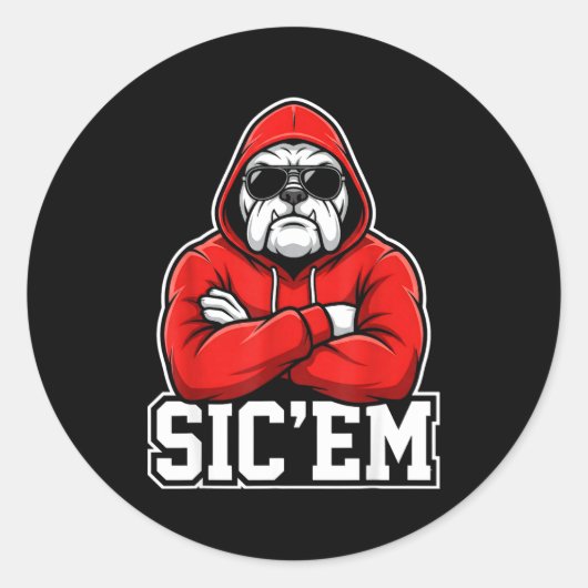 Sic'em Bulldogs Graphic Men Women Kid Boy Girl  ラウンドシール (正面)