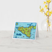 Siciliaの地図の挨拶状 カード (黄色い花)