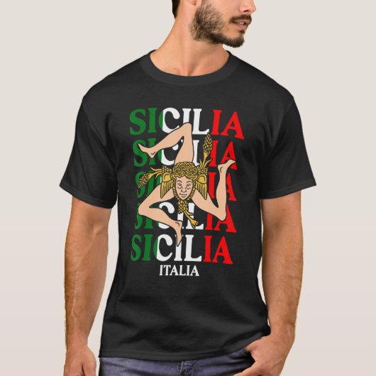 Sicilia Flag Sicily Palermo Italy 22 Tシャツ (正面)