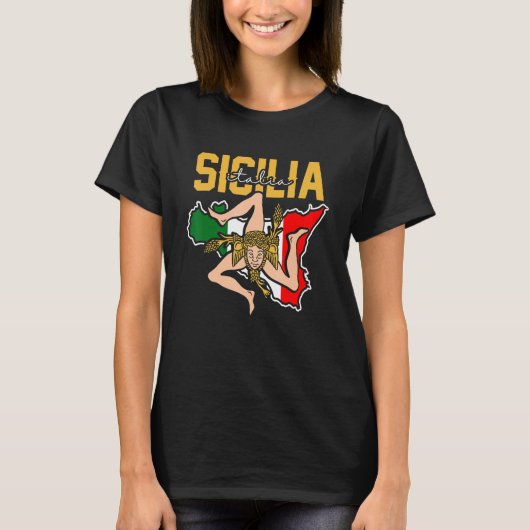 Sicilia Flag Sicily Palermo Italy 32 Tシャツ (正面)
