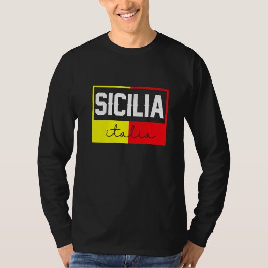 Sicilia Flag Sicily Palermo Italy  39 Tシャツ (正面)