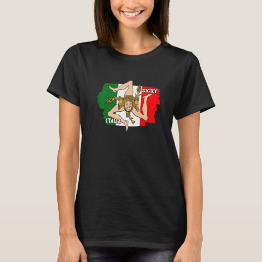 Sicilia Flag Sicily Palermo Italy 41 Tシャツ (正面)