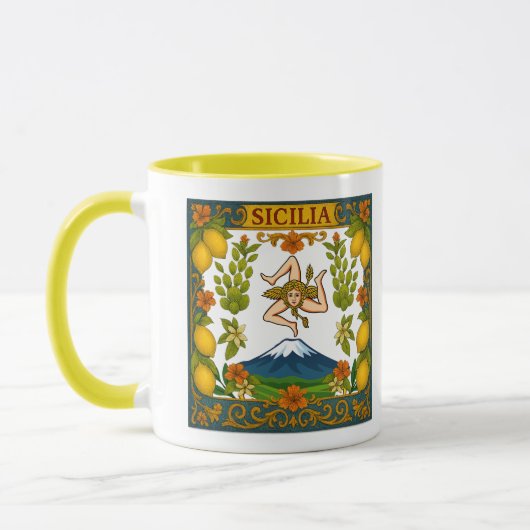 Sicilia Mt.Etna Trinacria Design Mug マグカップ (左)