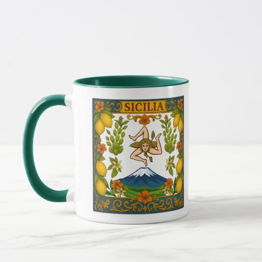Sicilia Mt.Etna Trinacria Design Mug マグカップ (左)