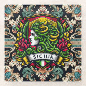 Sicilia Sicilian Design  ガラスコースター (正面)