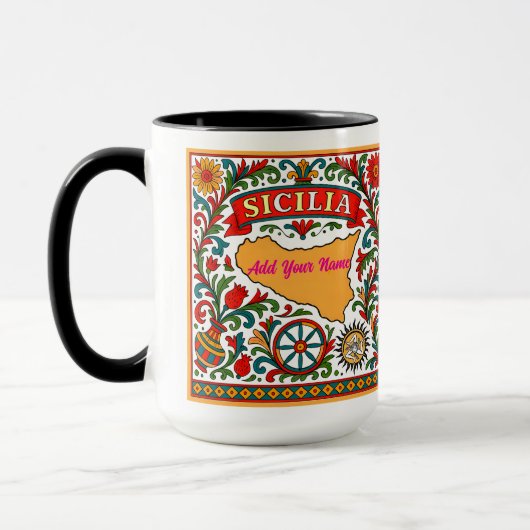 Sicilia Sicilian Design (customize with name) マグカップ (左)