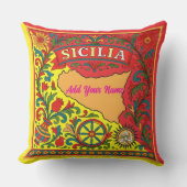 Sicilia Sicilian Design Tile (customize with name) アウトドアクッション (正面)