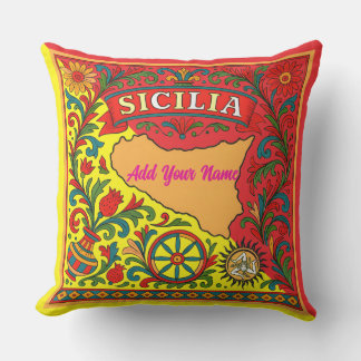 Sicilia Sicilian Design Tile (customize with name) アウトドアクッション