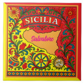 Sicilia Sicilian Design Tile (customize with name) タイル (正面)