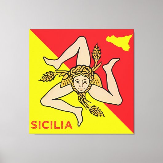 Sicilia Sicilian Flag of Sicily Trinacria Pillow キャンバスプリント (正面)