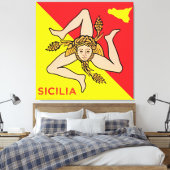 Sicilia Sicilian Flag of Sicily Trinacria Pillow キャンバスプリント (インサイチュ (寝室))