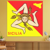 Sicilia Sicilian Flag of Sicily Trinacria Pillow キャンバスプリント (インサイチュ (リビング))