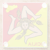 Sicilia Trinacria Sicilian Flag design  ガラスコースター (裏面)