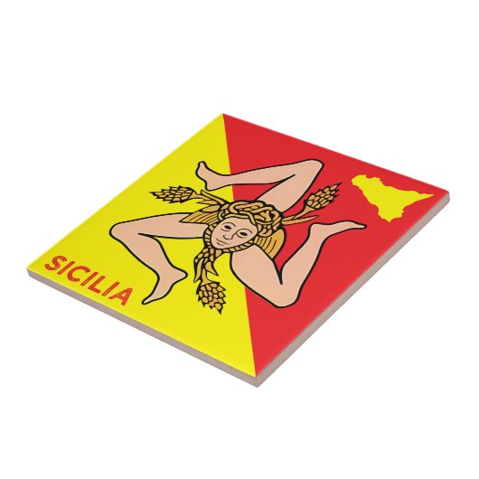 Sicilia Trinacria Sicilian Flag design  タイル (側面)