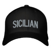 Sicilian black embroidered cap 刺繍入りキャップ (正面)