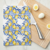Sicilian Lemon Tiles Pattern Mediterranean Dolce  キッチンタオル (四つ折り)