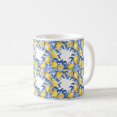 Sicilian Lemon Tiles Pattern Mediterranean Dolce コーヒーマグカップ (正面右)