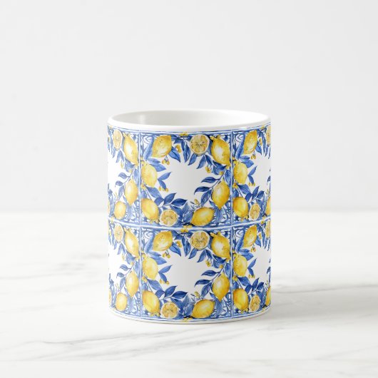 Sicilian Lemon Tiles Pattern Mediterranean Dolce コーヒーマグカップ (中央)