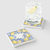 Sicilian Lemon Tiles Pattern Mediterranean Dolce  ストーンコースター (横)