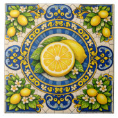 Sicilian pattern lemons ceramic tile タイル (正面)