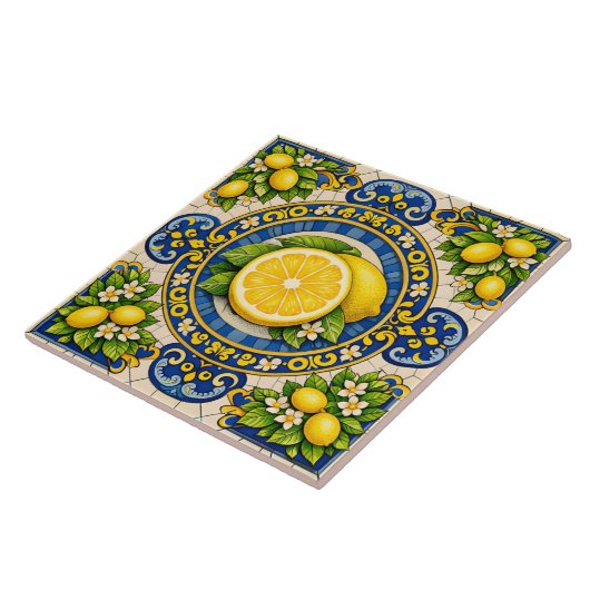 Sicilian pattern lemons ceramic tile タイル (側面)