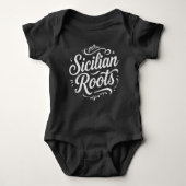 Sicilian Roots Classic Typography  Baby Bodysuit ベビーボディスーツ (正面)