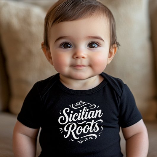 Sicilian Roots Classic Typography  Baby Bodysuit ベビーボディスーツ