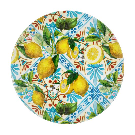  Sicilian style,summer art ,lemons   カッティングボード (正面)
