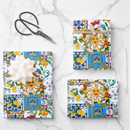 Sicilian style,summer art,lemons     ラッピングペーパーシート (正面)
