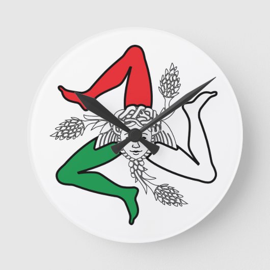 Sicilian Trinacria Medusa Design ラウンド壁時計 (正面)