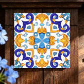 Sicilian Vibrant Majolica Scrollwork Mediterranean タイル