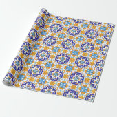 Sicilian Vibrant Majolica Scrollwork Mediterranean ラッピングペーパー (アンロールド)
