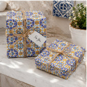 Sicilian Vibrant Majolica Scrollwork Mediterranean ラッピングペーパー
