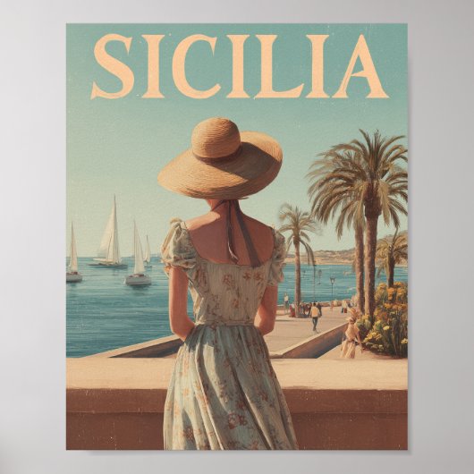Sicily 50s vintage travel ポスター (正面)