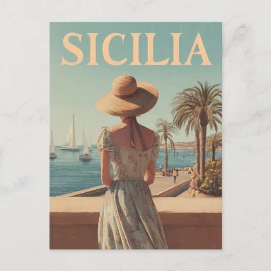 Sicily 50s vintage travel ポストカード (正面)