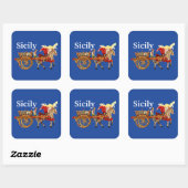 Sicily Cart and Horse Carretto Siciliano Blue スクエアシール (シート)