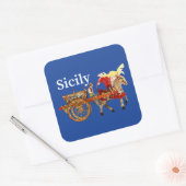Sicily Cart and Horse Carretto Siciliano Blue スクエアシール (封筒)