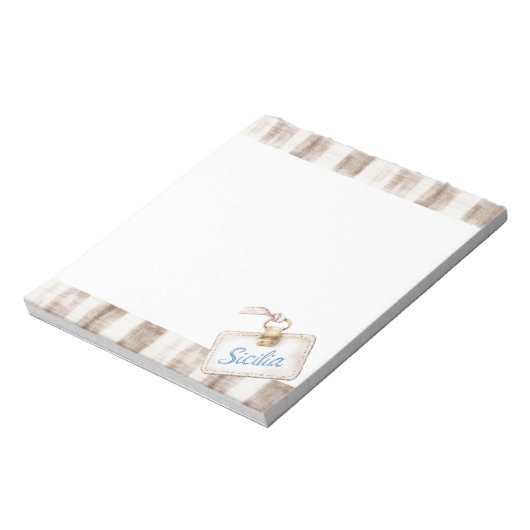 Sicily Cream Rustic Brown Stripes ノートパッド (回転)