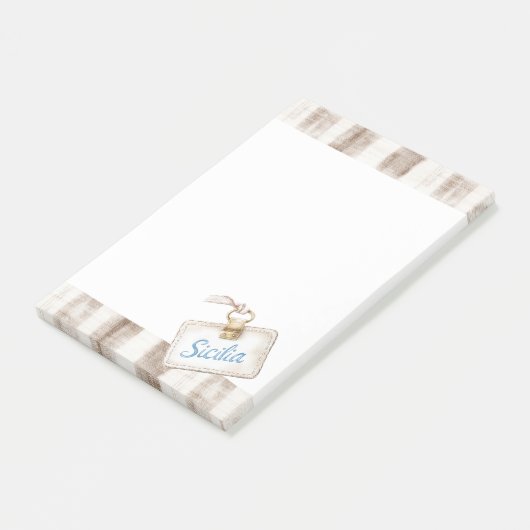 Sicily Cream Rustic Brown Stripes ポストイット (アングル)